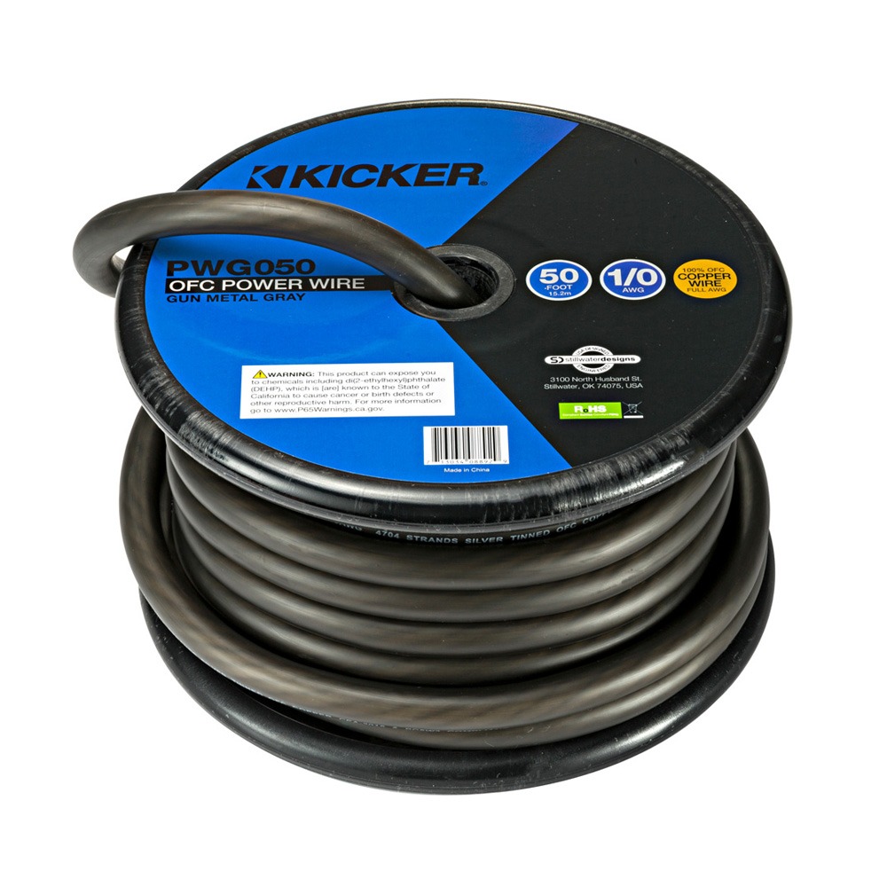 1/0 AWG Premium OFC Grey Power Cable - 50 ft / 15M